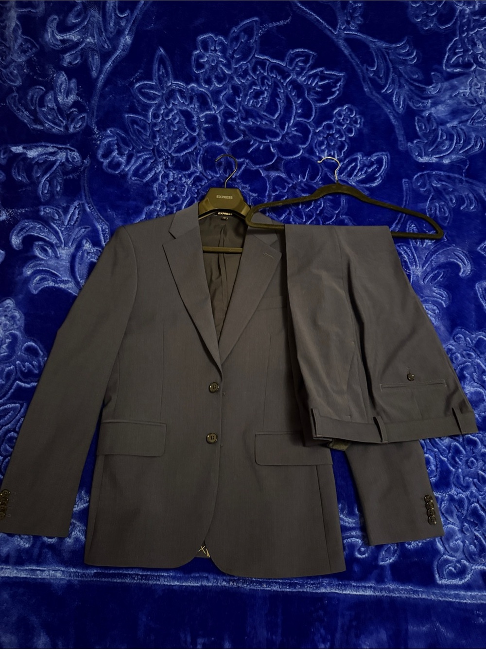 Express Men's Charcoal Gray Two-Piece Suit Blazer & Trousers